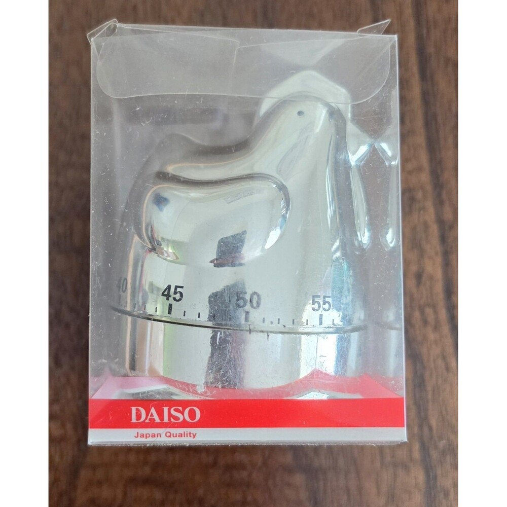 Daiso Japan Chrome Chicken Kitchen Timer Mechanical Wind Up Hen 60 Minute NIP